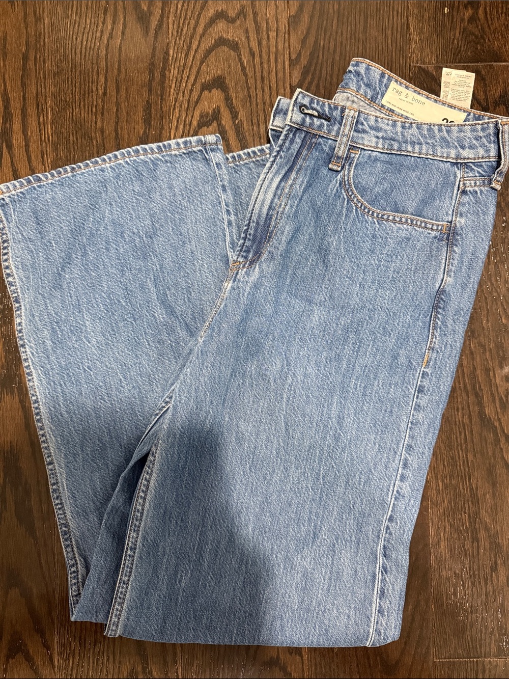 rag & bone Women's Relaxed Straight Jeans in Light Blue Denim - Picture 6 of 6